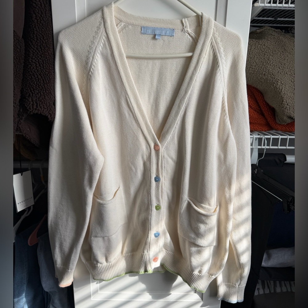 Hill House Home The House Cream Cardigan heart button multicolor XS/S